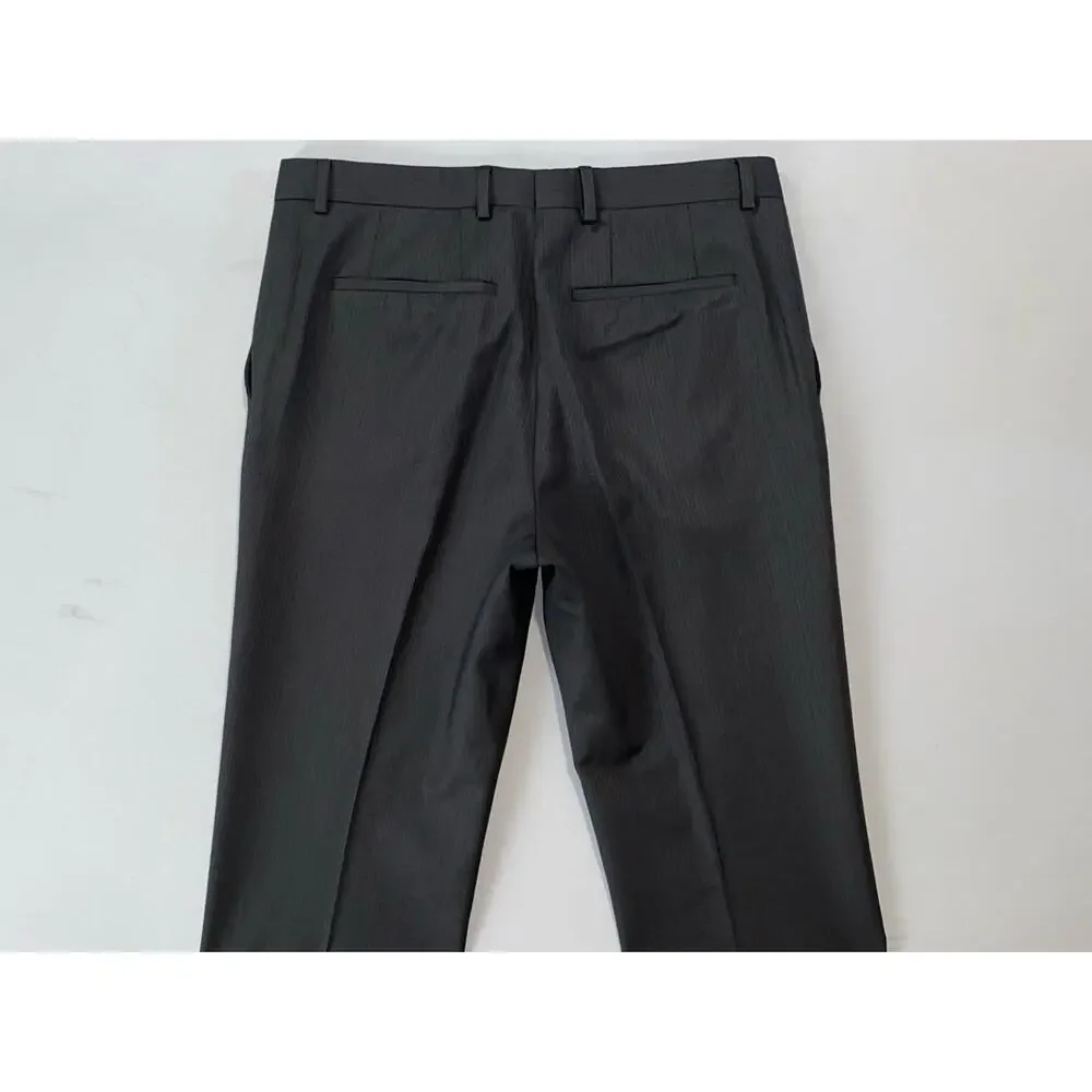 Hugo Boss Aeron/Hamen1 Flat Front Wool Dress Pants. Striped Sharkskin, 33X29.